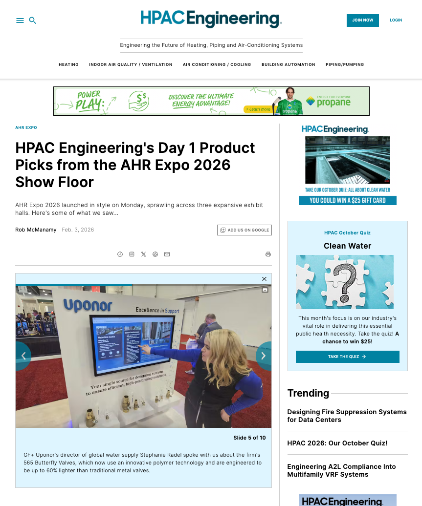 AHR Expo Trade Show Media Relations for GF Building Flow Solutions AHR Expo Trade Show Media Relations for GF Building Flow Solutions